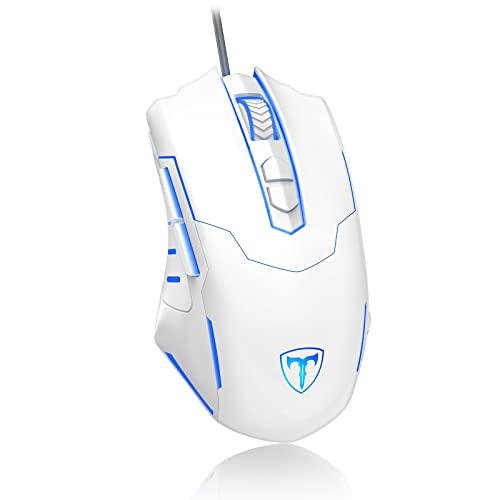 Lizsword Wired Gaming Mouse, Pc Gaming Mice [Breathing Rgb Led] [Plug Play] High-Precision Adjustable 7200 Dpi, 7 Programmable Buttons, Ergonomic Computer Usb Mouse Windows/Pc/Mac/Laptop Gamer-White #TOP29