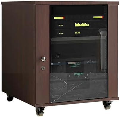 AV Storage Cabinet with Adjustable Shelves, Mobile Media Stand, TV & Electronics Rack, Gray with Stylish Door Design (22"x22"x25")