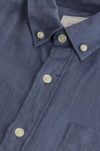 Image of SNITCH Aurelio Blue Plain Linen Shirts