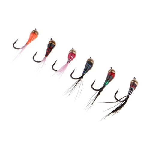 UJEAVETTE 2x6pcs Brass Bead Head Epoxy Nymph Flies Fast Sinking Fly Fishing Trout Lure-Sporting Goods- Fishing- Baits, Lures & Flies- Crankbaits-image-5
