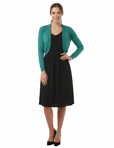 Image of Allsense Women's 3 /4 Sleeve Bolero Shrug for Dresses | Open Front Cropped Cardigan, Lightweight Knit Dress Cover Up