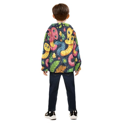 Cartoon Cute Snake Pattern Toddler Fleece Jacket Girl Boys Hooded Fleece Jacket Coat Warm Outwear Zip-up 3-10T4