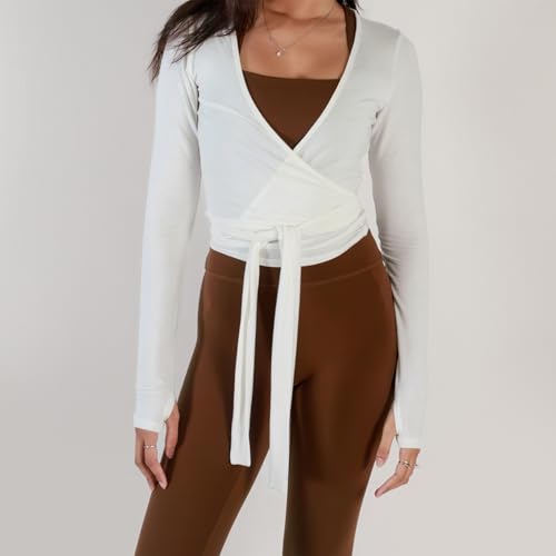 Women Yoga Ballet Wrap Top Pilates Cover up Athletic Running Gym Workout Casual Basic Tee Shirt Blouse3