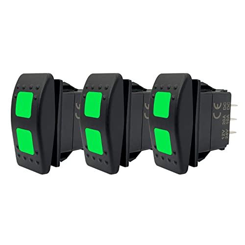 Image of Waterproof Marine Rocker Switch Green Led Light 7 PIN DPDT Toggle Switch for Car Boat Yacht RV Camper 12V /20A 24V /10A