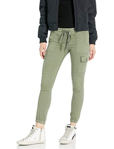 COVER GIRL Women's Plus Size Cargo High Waisted Slim Fit Solid Color Skinny Drawstring, Light Olive Green, 1X
