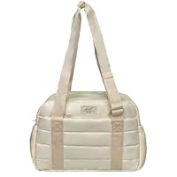 WOLT Bolsa de ginástica pequena para mulheres, bolsa de ginástica de 35,5 cm com bolso úmido e seco, bolsa esportiva acolchoada para viagens de fim de semana, Bege