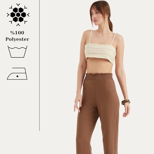 TUBANUR Pants for Women's | Wide Leg Elastic Waist Straight Trousers | Casual Women Pant Outfits3