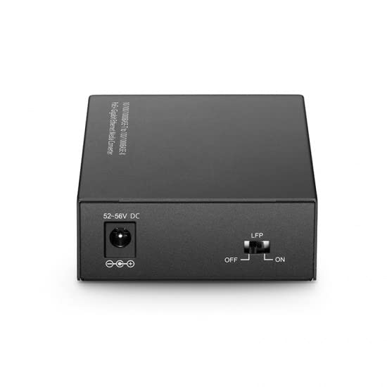 QSFPTEK Convertisseur de média Gigabit Ethernet PoE+ 1 G, convertisseur fibre vers Ethernet avec 1 emplacement SFP 10/100/1000Base-T vers 1 emplacement SFP 100/1000Base-X, AC 100 V ~ 240 V ou DC 5 ~