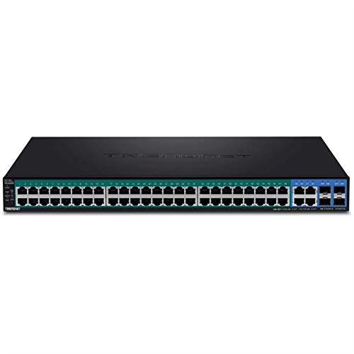 Image of TRENDnet 52-Port Web Smart PoE+ Switch, 48 x Gigabit PoE+ Ports, 4 x Shared Gigabit Ports (RJ-45 or SFP), VLAN, QoS, LACP, IPv6 Support, 740W PoE Power Budget, TPE-5048WS (Renewed)
