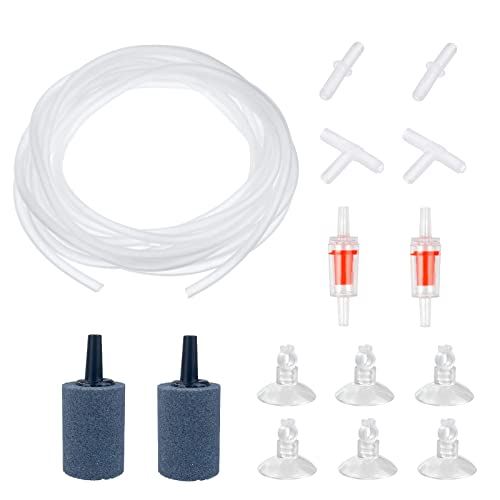 FuninCrea Accesorios para Bomba de Aire de Acuario, Tubo de Aire para Acuario Juego con Tubo de Oxígeno de 13 Pies, Piedra de Aire, Válvula Antirretorno Ventosa y Tubo de conexión (4m)