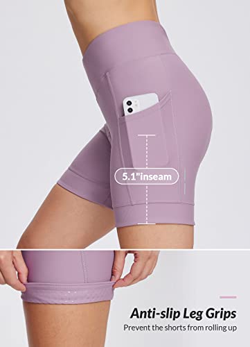 Baleaf Padded Bike Shorts Women Cycling, Biking Shorts 4D Padding Crossover Shorts With Pockets Biker Bicycle Spinning Purple M #TOP4