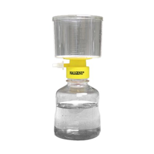 Image of Nalgene MF75 Series Polystyrene Serum Filter Unit, Sterile, Yellow Collar, 0.2 Micron, 90mm Membrane Diameter, 500mL Capacity (Case of 12)