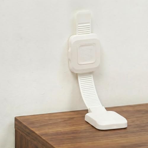 YEYA Upgraded No Drill Furniture Anchors for Baby Proofing, Anti-Tip Adjustable Straps, Strong Adhesive Backing 2 Pack