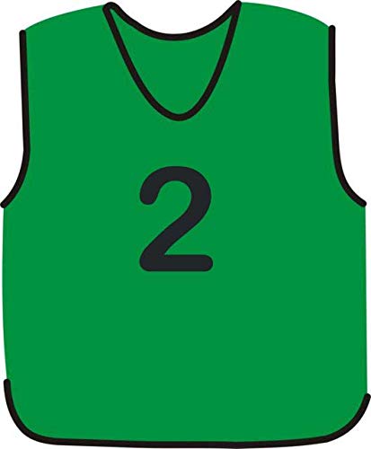 NUMBERED FOOTBALL MESH TRAINING SPORTS BIBS Pack of 7 (1-7 OR number of your choice)-Front only (Green, Small Boys (U8's))