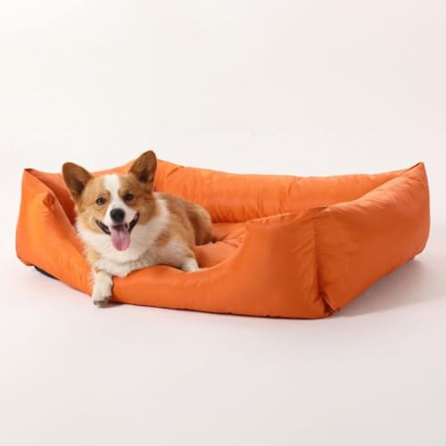 M&Catree Wasserdichtes Hundebett, Rechteck Hundekissen Hundekorb Weiches Hundesofa für Hunde Katze - Orange, L: 60 * 80 * 24CM