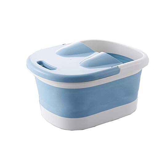 Collapsible Foot Soaking Bath Basin,with Foot Massagers， Help Sleep, Foot Spa， Adult Pedicure Bath Foot Tub (Blue)
