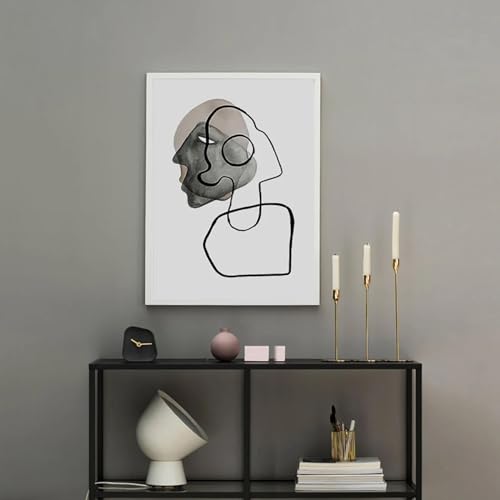 Affiche de toile portrait moderne nordique abstrait sans cadre 50x70 cm pour décoration de salon