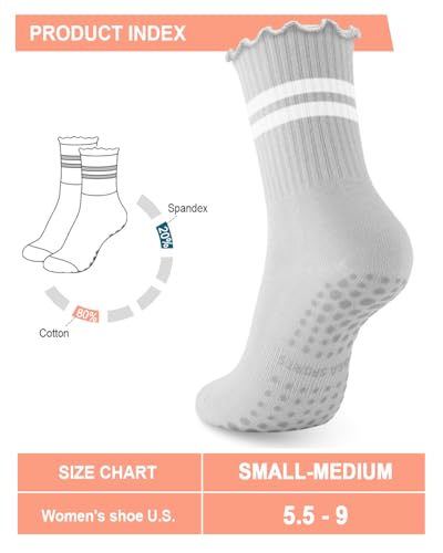 Image of Aoliks Ruffle Pilates Grip Socks for Women, Yoga Socks for Barre Hospital Sticky Gripper Slipper Socks