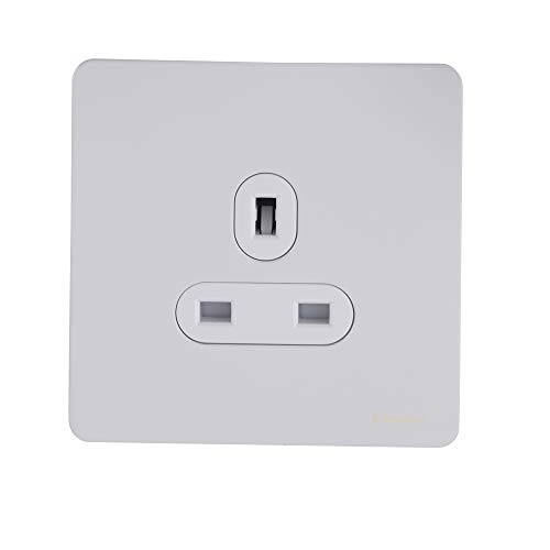 Ultimate GU3450WPW - Presa singola senza viti con piastra piatta monopolo 13 A colore: laccato con inserto bianco