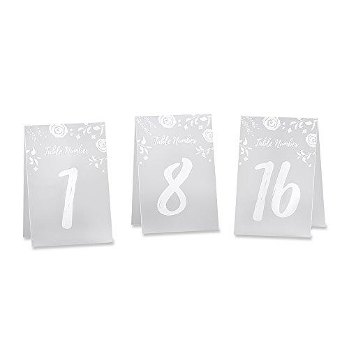 Kate Aspen White Frosted Floral Tented Table Numbers (1-18)