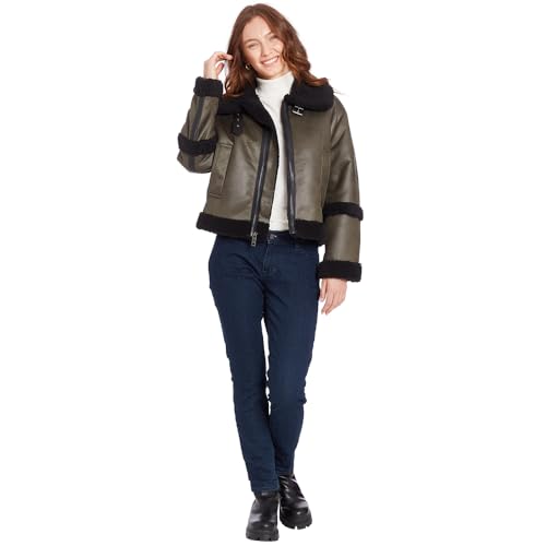 Frye Women's Zip Ft Faux Shearling Bomber2