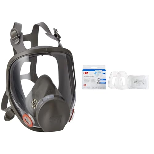 3M Masque complet confort réutilisable 6000, Certifié EN sécurité & Filtre anti-poussières 5935, 2 paires de filtres 5935 + 1 paire de porte-filtres 501/paquet