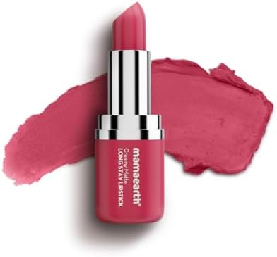Mamaearth Creamy Matte Long Stay Lipstick with Murumuru Butter and Vitamin E for 8-Hour Long Stay (Flakeproof & Non-Drying) | Intense Color Payoff - 4.2g (Rosewood Pink)