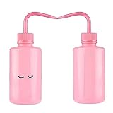KEY2MQ Tattoo Rinse Lash Eyelashes Liquid Squeeze Wash Bottle 2Pack 250ml Squirt Medical Label Plastic Bottles with Scale Labels Succulent Plant Watering Tools (Pink)