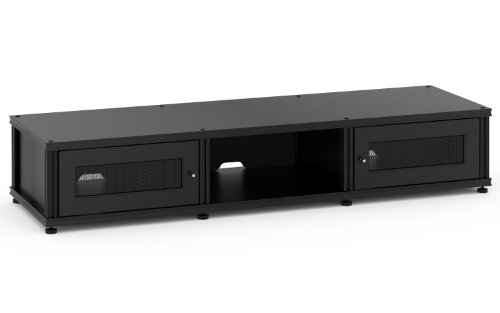 Salamander Synergy SB132 Triple Wide A/V Cabinet with Two Doors and Open Center (Black)