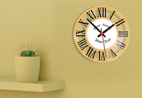 Image of Brown Cloud Exclusive Customized UV Printed Designer Acrylic Wall Clock with Name /Text for Personal /Corporate Gift (WCLK Acrylic 018) (Pack of 2)