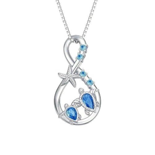 Collier tortue de mer argenté avec pierre bleue élégant bijou océan minimaliste femme
