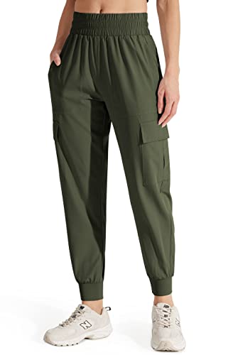 Libin Women's High Waisted Cargo Joggers Lightweight Hiking Pants Quick Dry Athletic Workout Travel Pants With Pockets Casual Green,L #TOP22