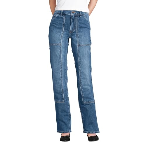Lands' End Women's Soft Denim High Rise Rail Straight Leg Utility Jeans
