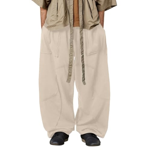 Pantalones de ocio para hombre, pantalones informales, corte holgado, pantalones de playa con bolsillos, pantalones harén ligeros, monocolor, ajuste cómodo, pantalones deportivos, suaves, clásicos