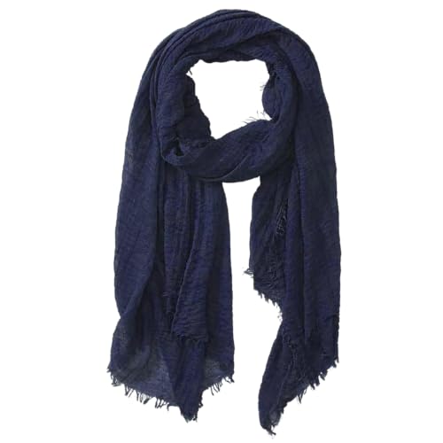 Image of Lightweight Cotton Blend Scarf for Women Men | Large,Breathable,Thin,Soft,Crinkle Scarf,Hijab Head Wrap,NeckScarf,Everyday,Travel Scarf,Summer Dress Scarves Holiday Gift
