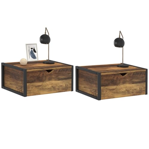 IDMarket – Juego de 2 mesitas de noche para pared, diseño industrial Hawkins