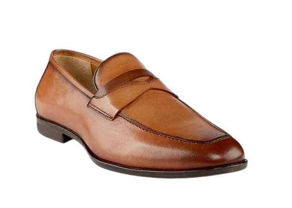 Men's Classic Penny Loafers, Tan Leather, Slip-On Dress Shoes