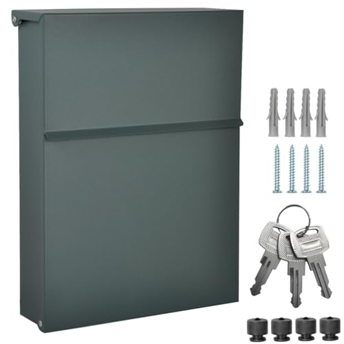 ALSTEN TECH Designer Briefkasten Wandbriefkasten Postkasten ohne Zeitungsfach Anthrazitgrau Matt RAL 7016 Mini 30x23 cm