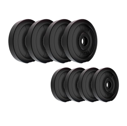 Amazon Brand - Symactive PVC 20 Kg Spare Weight Plates Combo Set (2 Kg x 4 + 3 Kg x 4, Black)