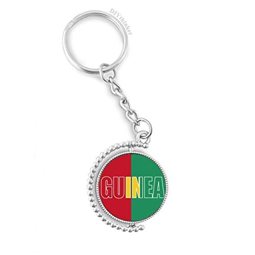 Porte-clés drapeau Guinée multicolore rotatif métallique mixte