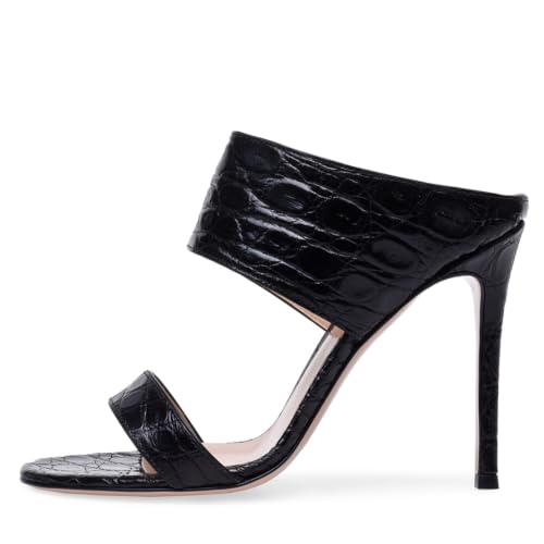Mules noires à bout ouvert pour rayonner en soirée d'été
