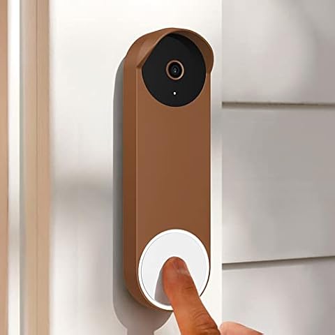 PUUUCI Silicone Case for Google Nest Hello Doorbell (Battery) 2021 Cover - Weatherproof Protective Nest Doorbell Silicone Skin Case (Brown) Cover