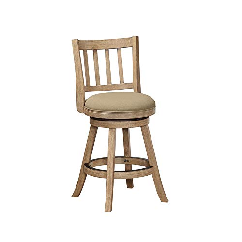Boraam 76424 Sheldon Counter Height Stool, 24-Inch, Driftwood Gray Wire-Brush and Oatmeal Finish