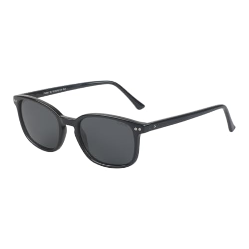Image of Fueel Polarized Rectangle Sunglasses for Men & Women | UV Protected Retro Half Frame Sunglasses | Lightweight Stylish Black Frame