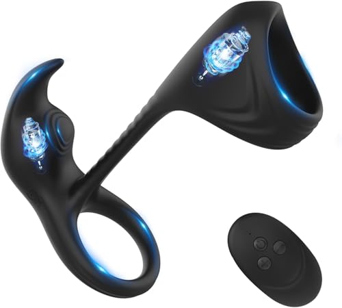 Wmmner Anîllô Pênë Ṽiḇráḑòraḑòr Para Ṗarejá Hombre, 2 En 1 Estîmúlạdór Mụjer Clīťőris, Doble Cóckrîng Silicone Vībrạdőr Anīlló Con Control Remoto, 10 Modos Vïbràcïon Carga Usb Hi2