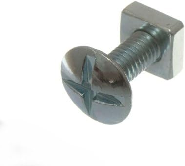 100 x Roofing Bolts Cross Head + Square NUT BZP ZINC Plated M6 x X 16MM