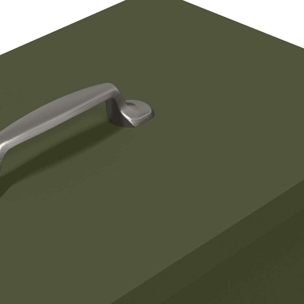 Comedero para pollos verde oliva de acero laminado en frío, 35 x 20,5 x 43,5 cm, resistente a la intemperie, con techo y asa de tapa, para interior y exterior, práctico comedero para aves
