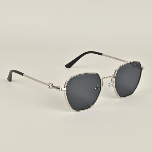 Image of Voyage UV Protected Square Women Sunglasses - (Brown Lens | Golden Frame) (Black) (Small)