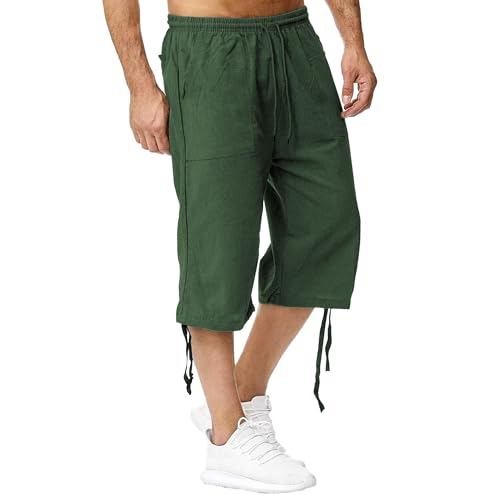 Shorts deportivos de lino para hombre con cordón miniatura 1