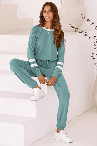 Image of PRETTYGARDEN Travel Outfit Women 2 Piece Lounge Sets | Long Sleeve Shirts, Jogger Pants Pockets, Matching Track Suits, Fall Spring Comfy Clothes for Casual Outing, Cruise, Airport